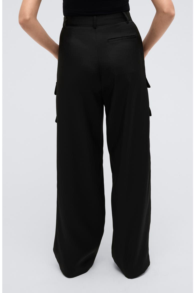 Satin Cargo Pants, Alternate, color, BLACK