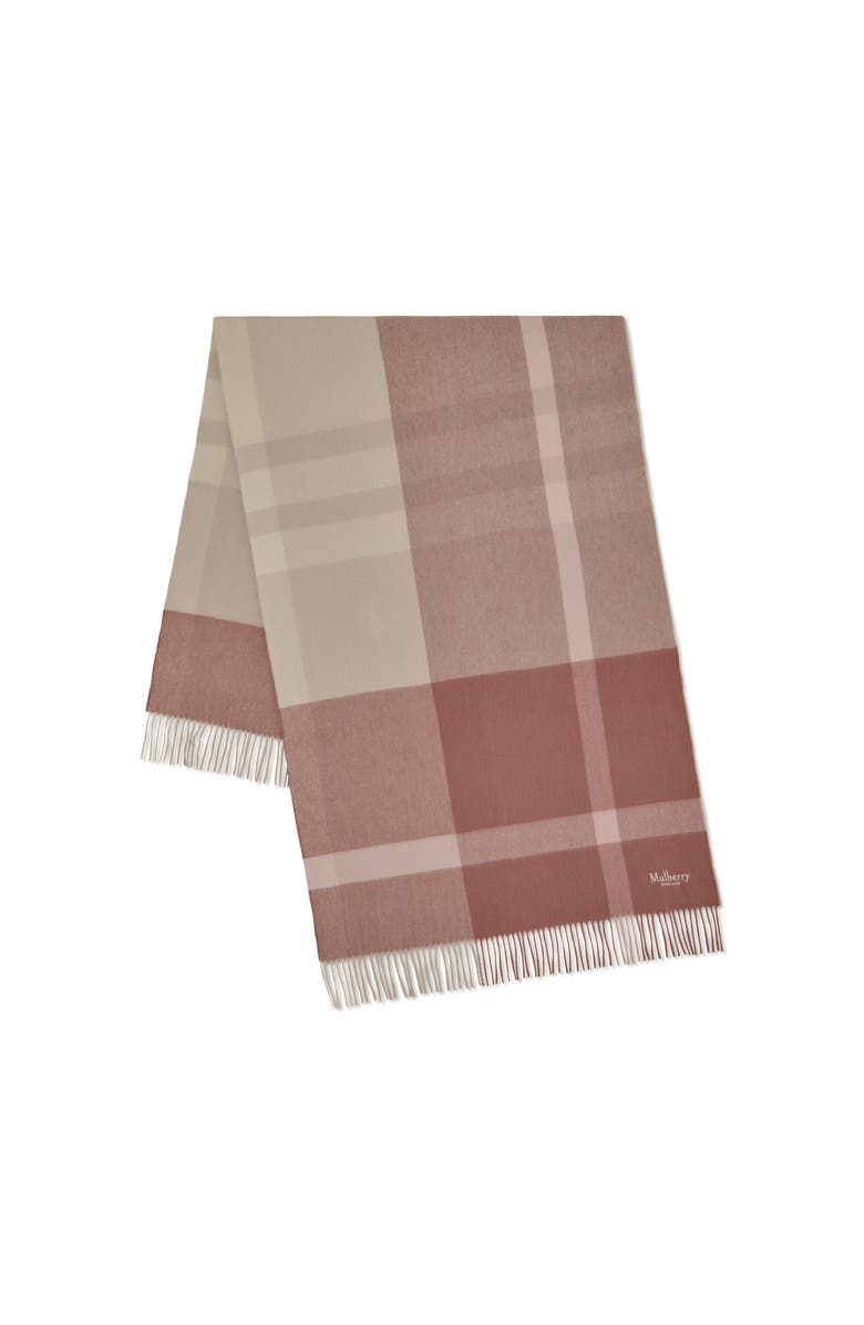 Mulberry Large Check Merino Wool Scarf, Main, color, Autumn Rose-Powder Rose