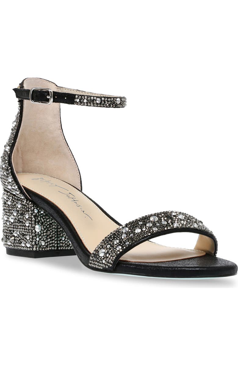 Betsey Johnson Mari Crystal Ankle Strap Sandal, Main, color,