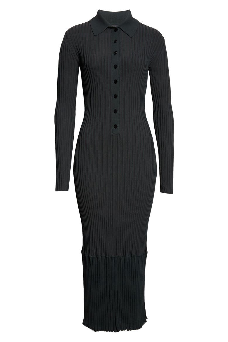 Luiza Sunburst Long Sleeve Rib Sweater Dress, Main, color, BOTTLE GREEN