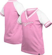 New Era Girls Youth New Era Pink Cleveland Guardians Mommy & Me Raglan V-Neck T-Shirt