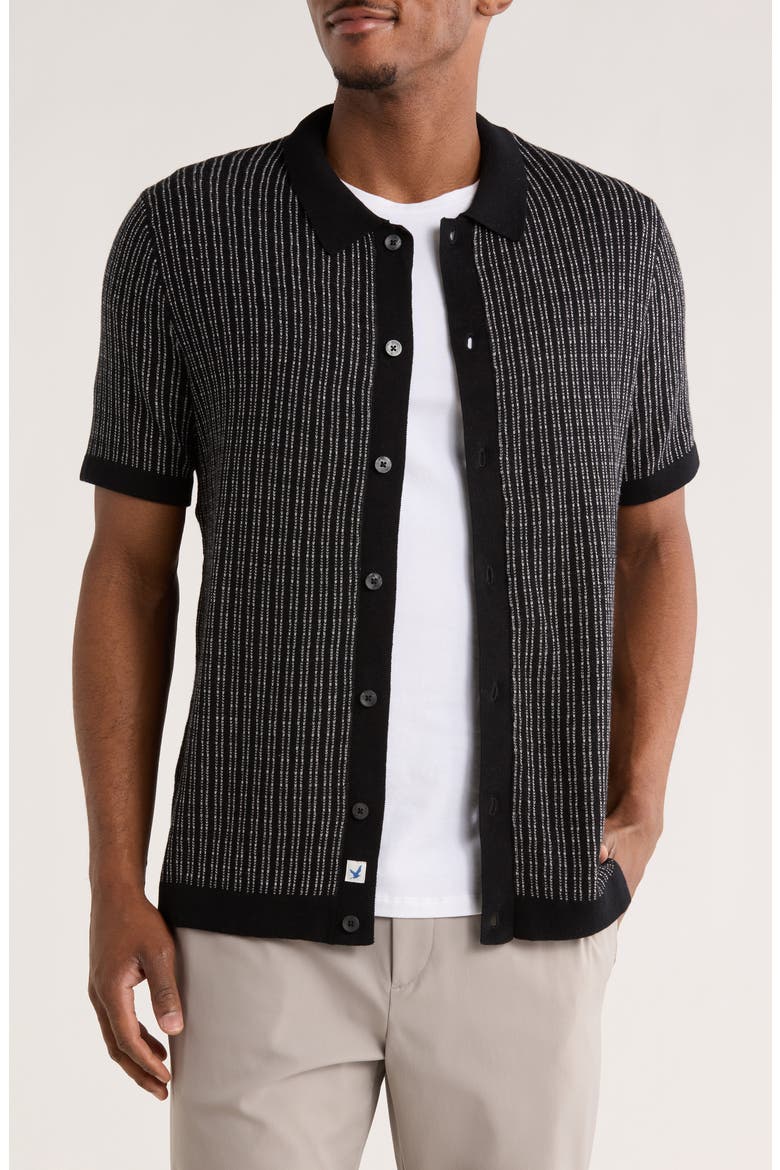Finoca Short Sleeve Cardigan, Main, color, BLACK