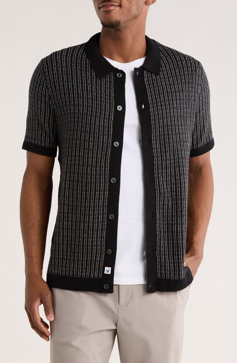 James Campbell Finoca Short Sleeve Cardigan, Main, color, Black