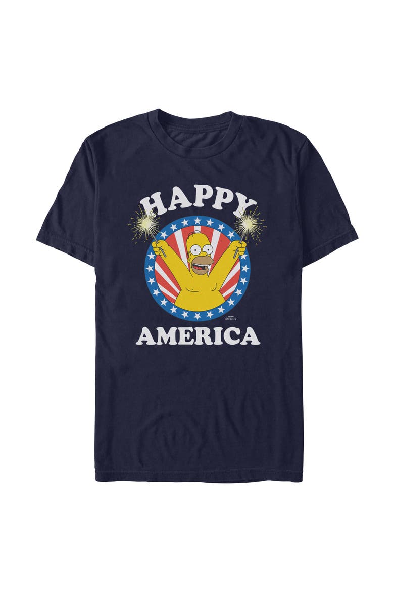 Men's The Simpsons Happy and Festive Homer  Graphic T-Shirt, Main, color, Navy Blue