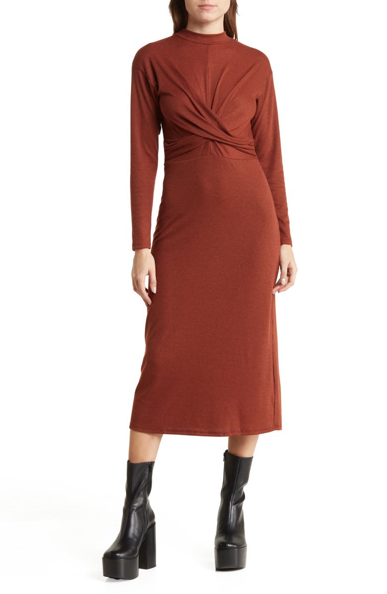 Lush Mock Neck Ribbed Dress, Main, color,