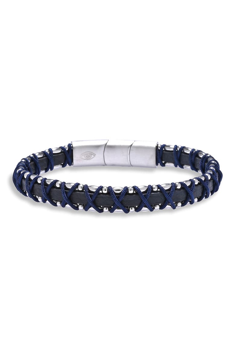 Men's Lucas Cord & Leather Bracelet, Main, color, BLACK