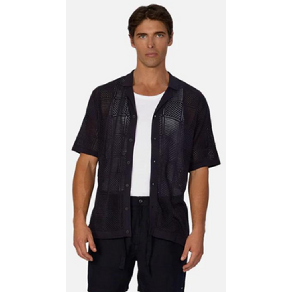 Industrie Australia The Castel Short Sleeve Shirt In Mid Navy