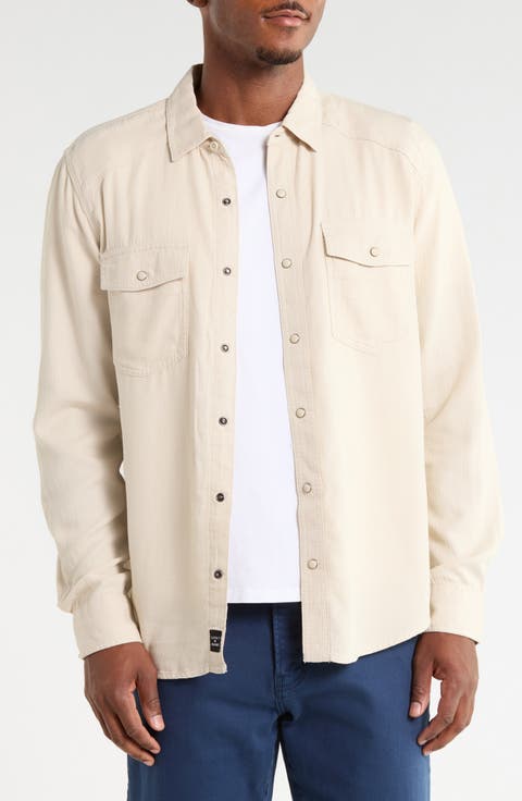 Herringbone Crossdye Western Long Sleeve Button-Up Shirt