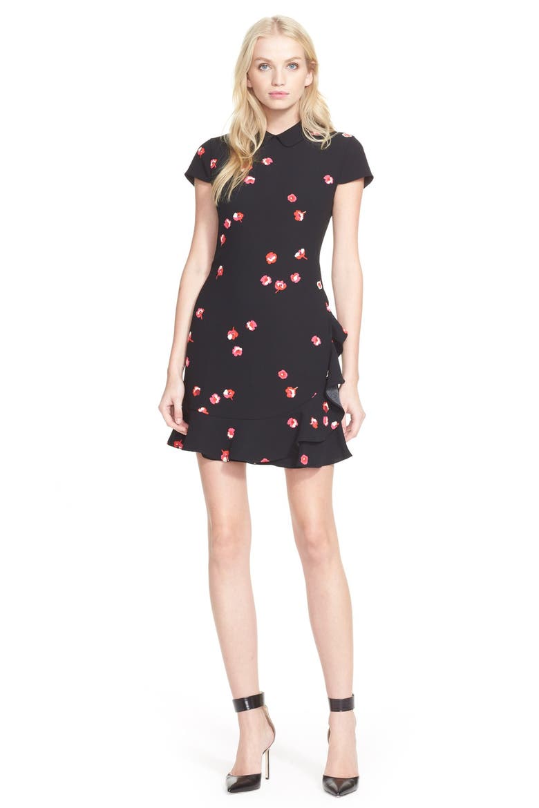kate spade new york 'falling florals' cap sleeve sheath dress, Main, color, BLACK