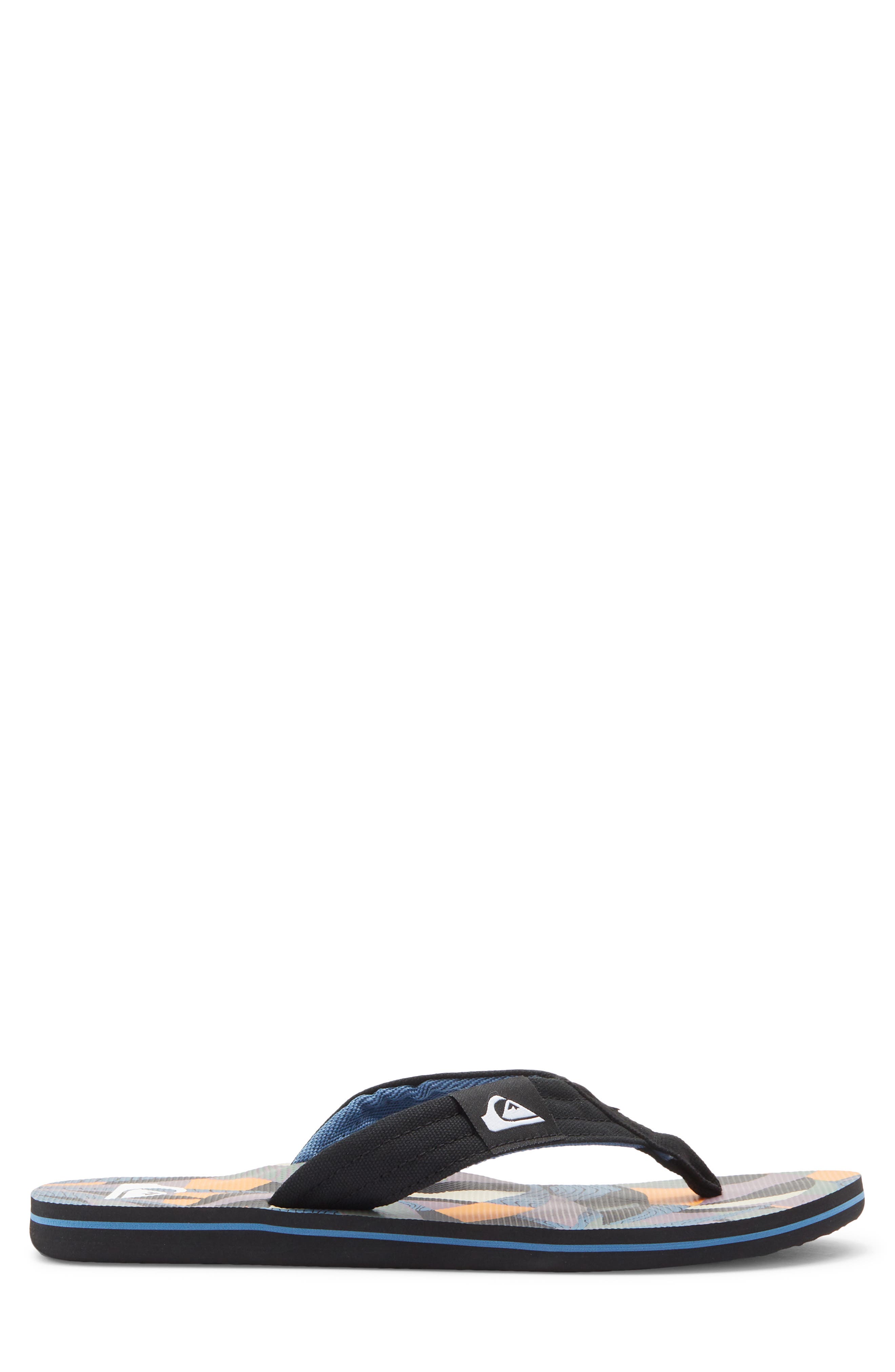 Quiksilver Molokai Layback II Flip Flop, Alternate, color, Black/ Orange/ Green