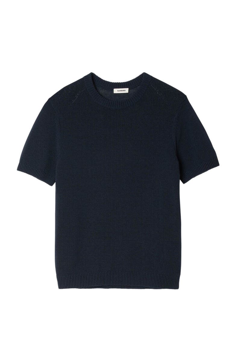 SANDRO Fine knit T-shirt, Alternate, color, Navy Blue