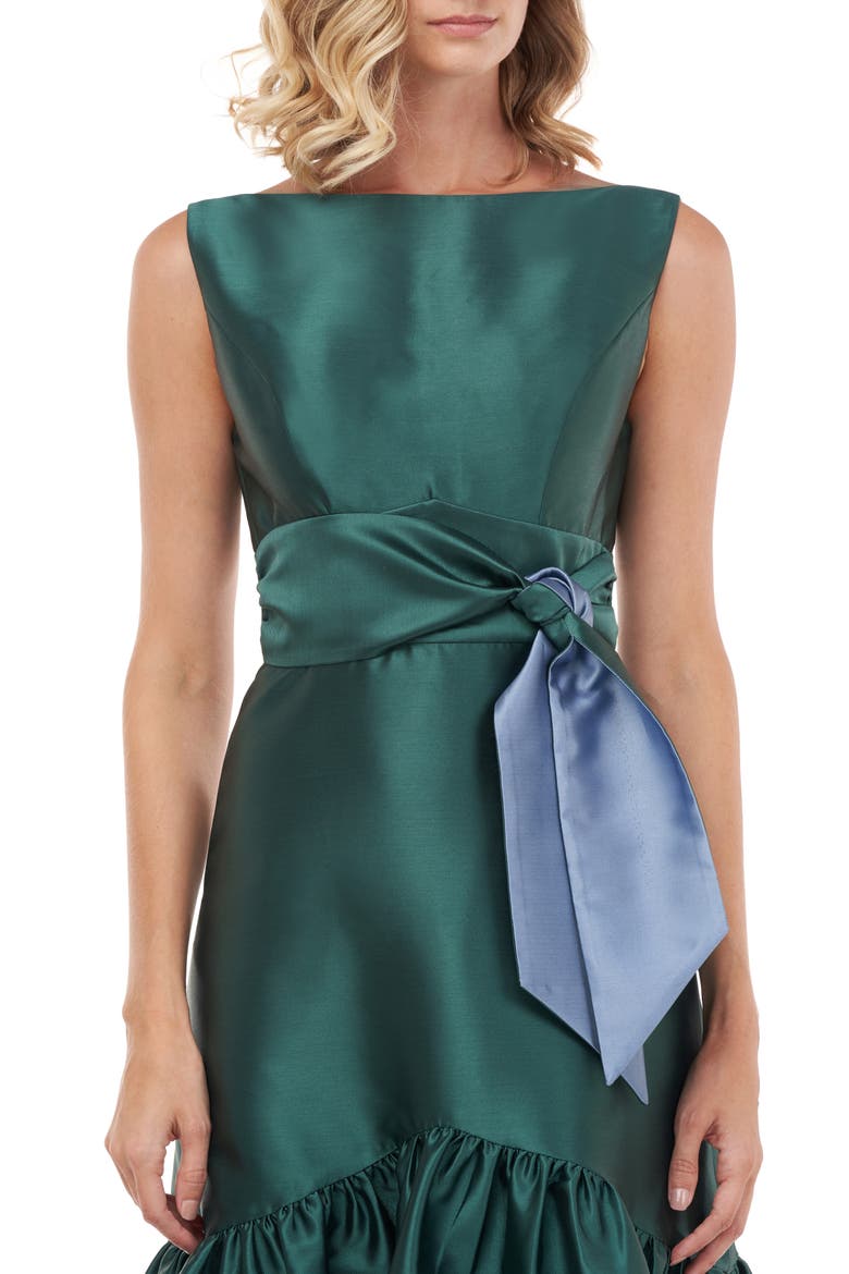 Tie Waist Ruffle Sleeveless Dress, Alternate, color, ENGLISH IVY