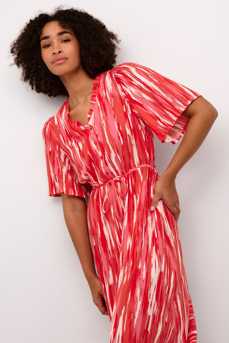 Arina Half Sleeve V-Neck Maxi Dress, Alternate, color, Pink Abstract Print