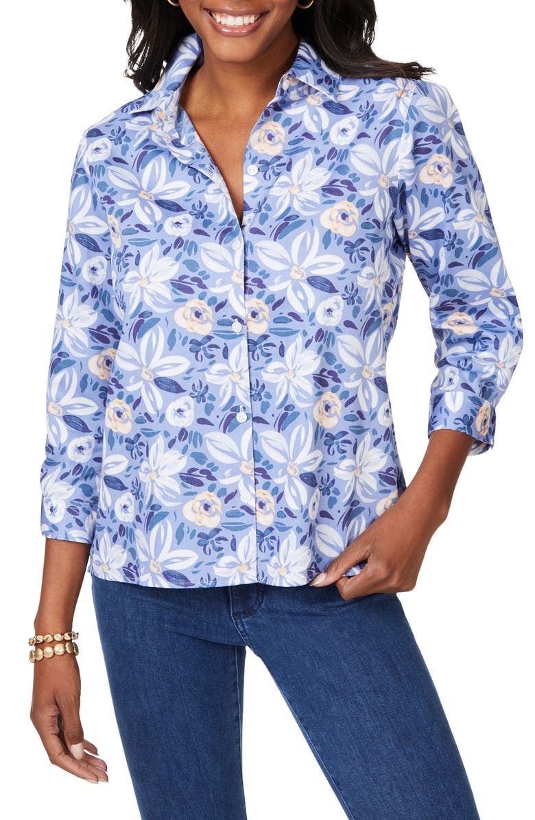 Foxcroft Ruby Brushstroke Blouse, Main, color, 