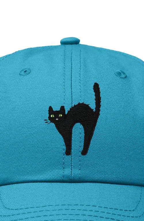 Dalix Black Cat Embroidered Casual Hat In Teal