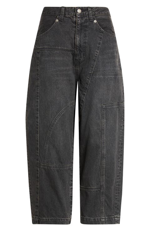 Cotton Denim Barrel Leg Jeans