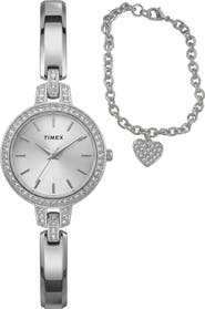 Timex® Aveline Bracelet Watch & Charm Bracelet Gift Set, 28mm