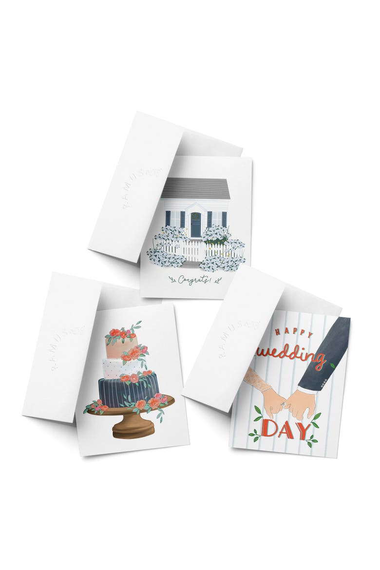Wedding Greeting Card Pack (3ct) "Congrats Cottage, Wedding Day, Cake", Main, color, Multi-Pack