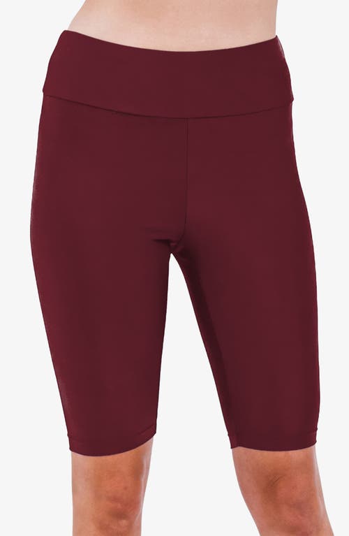 Calypsa Long Bike Swim Shorts In Burgundy
