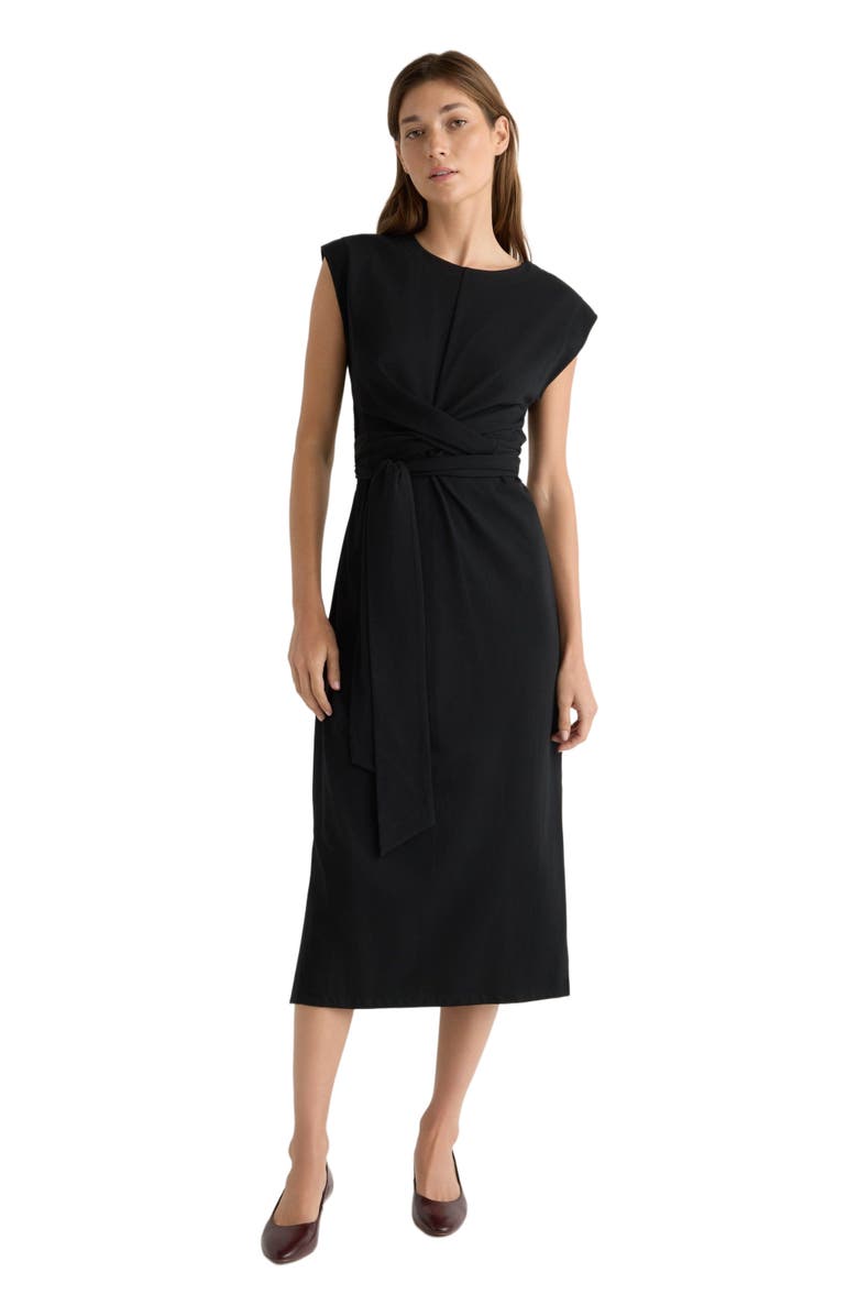 Modern Citizen Fei Tie-Front Organic Cotton Dress, Alternate, color, Black