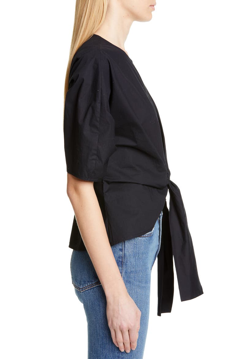 Tie Front Top, Alternate, color, BLACK