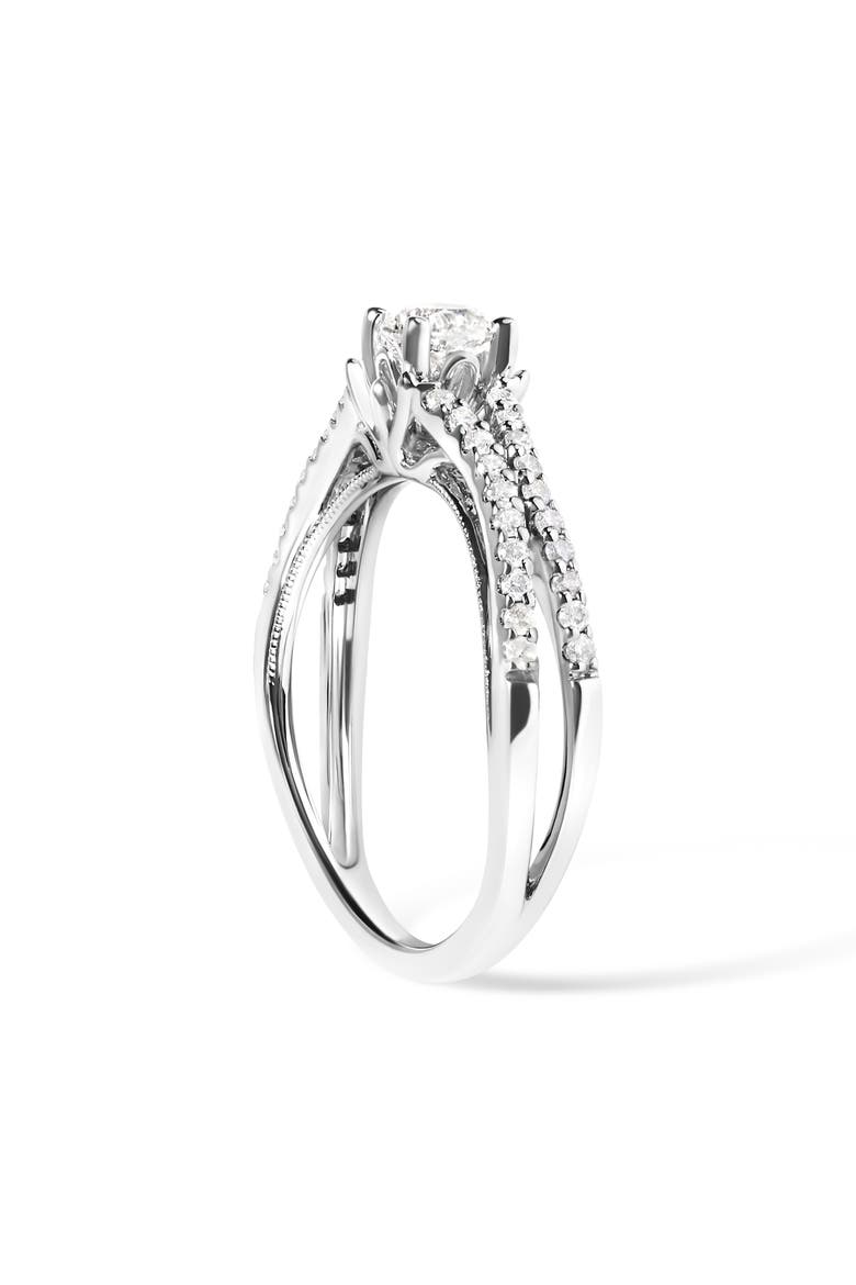 14K White Gold 5/8 Cttw Diamond Split Shank Engagement Ring, Alternate, color, White