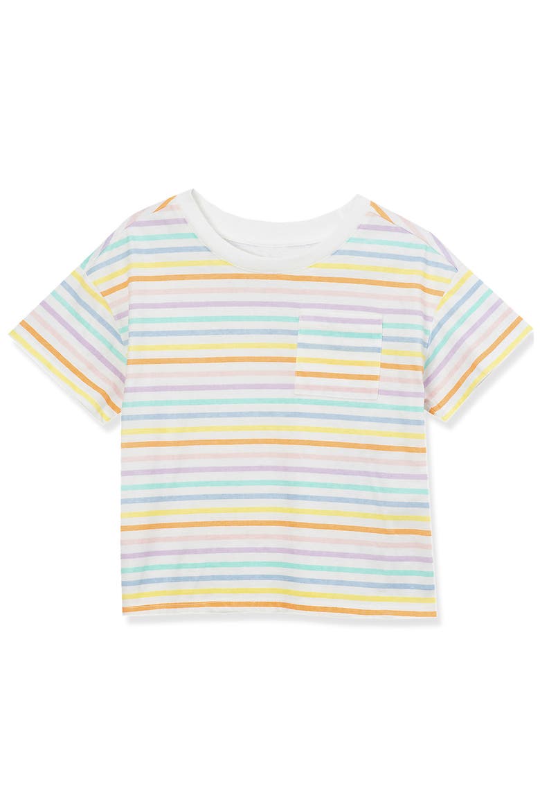 Girls Meet and Greet Pocket Tee, Main, color, Colorful Stripe
