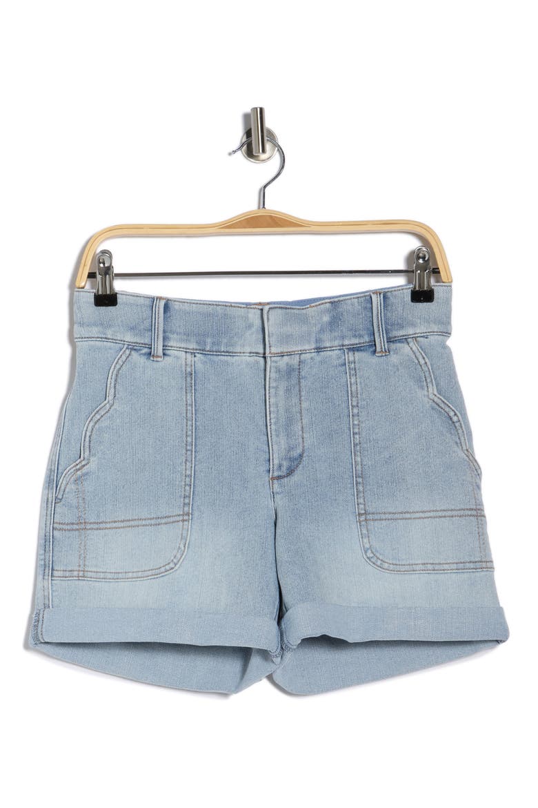 Scalloped Pocket Cuffed Denim Shorts, Alternate, color, LIGHT BLUE ARTISANAL