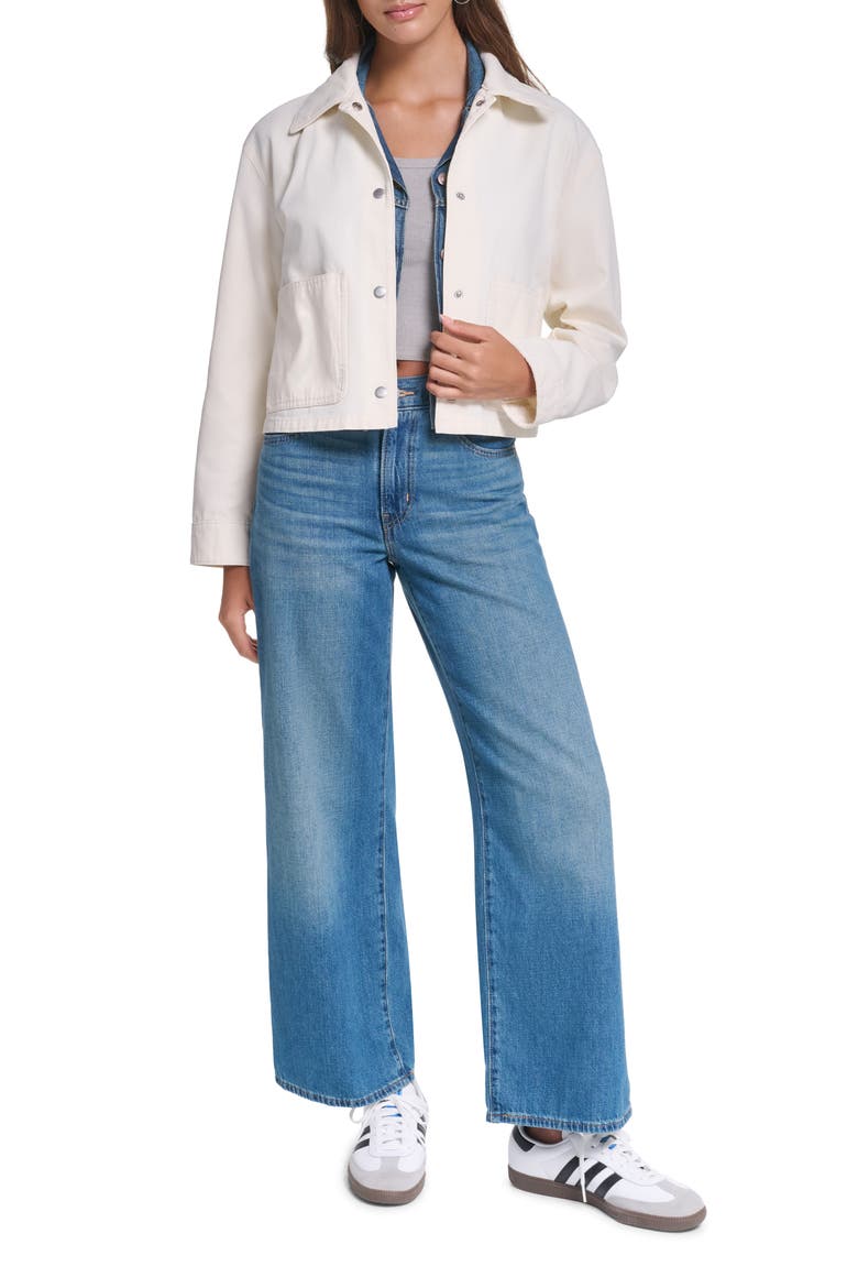 Cropped Cotton Chore Jacket, Alternate, color, ECRU