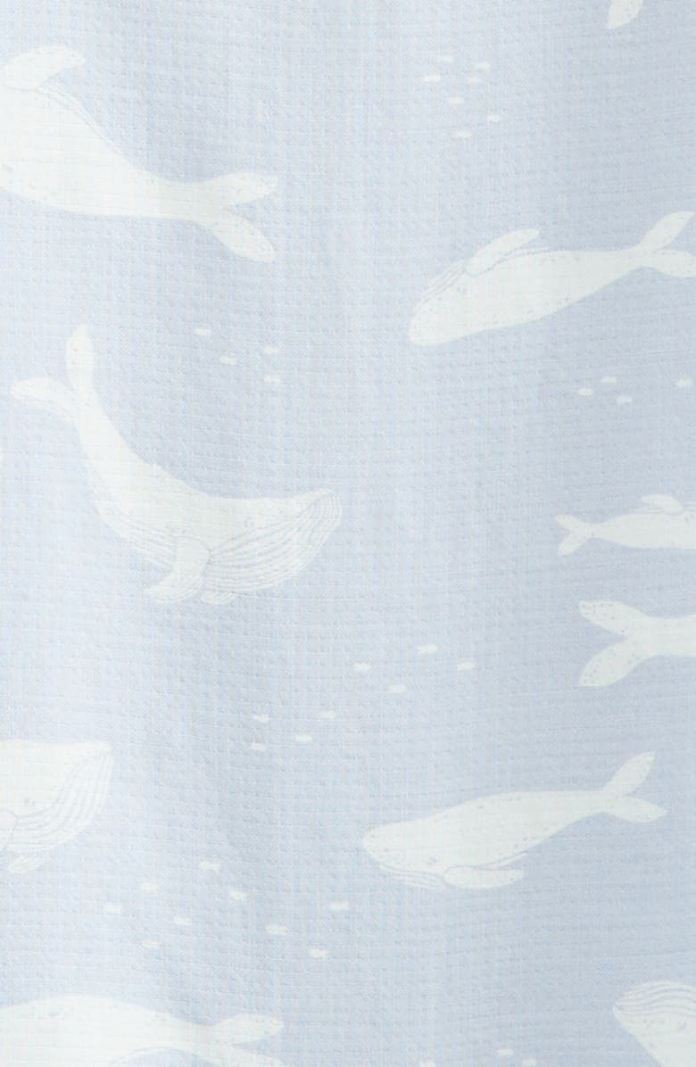 Nordstrom Print Cotton Henley Romper & Hat Set, Alternate, color, Blue Fog Whale Party