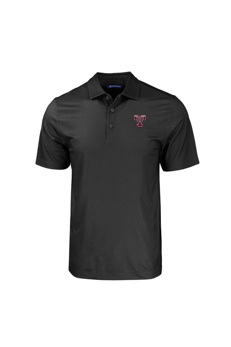 Men's Cutter & Buck  Black Texas A&M Aggies Pike Eco Tonal Geo Print Stretch Recycled Polo, Alternate, color, Black