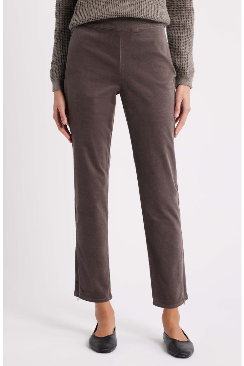 Zip Hem Slim Fit Stretch Organic Cotton Ankle Pants, Main, color, RYE
