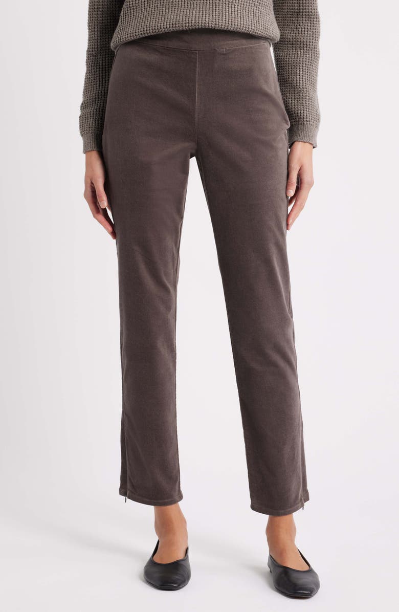 Eileen Fisher Zip Hem Slim Fit Stretch Organic Cotton Ankle Pants, Main, color, Rye