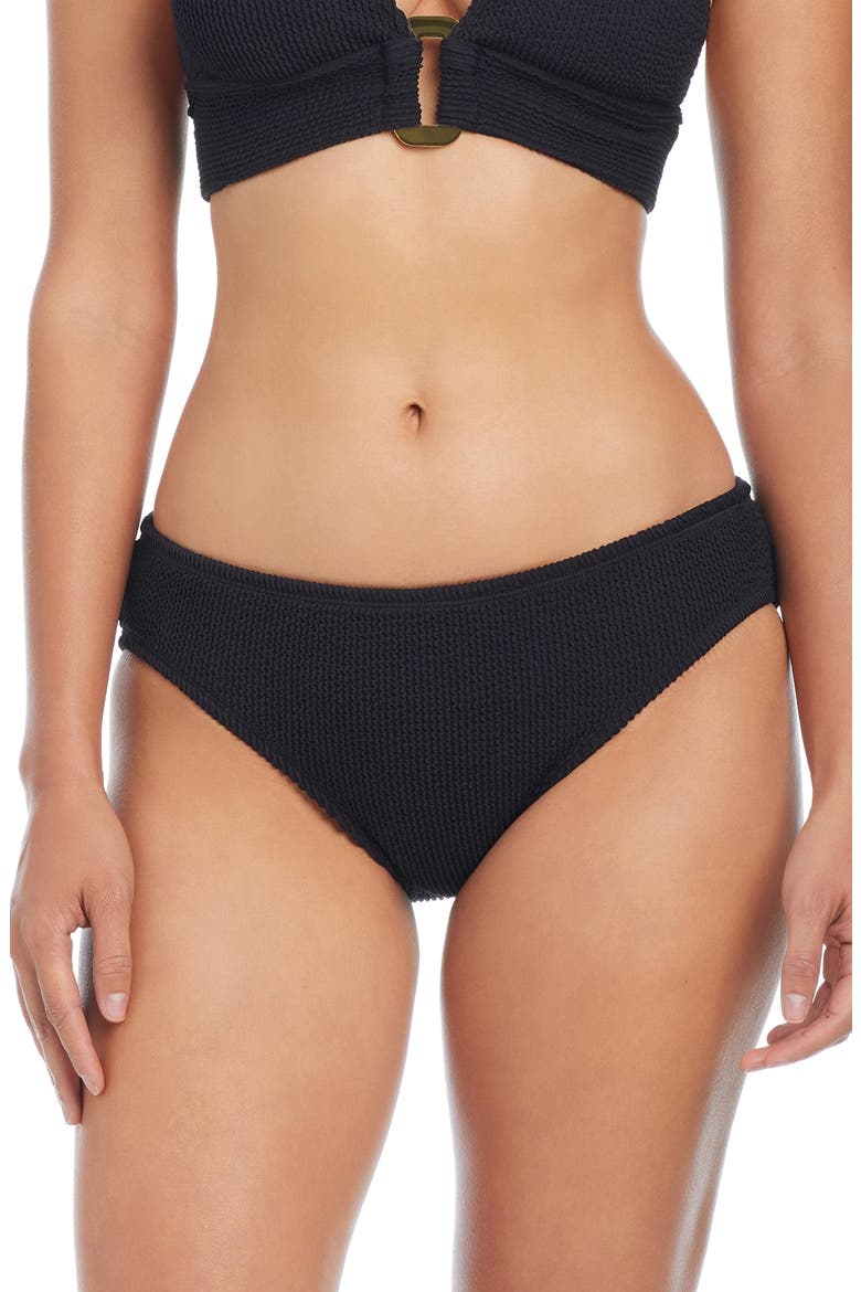 Pucker Up Seersucker Hipster Bikini Bottoms, Main, color, BLACK
