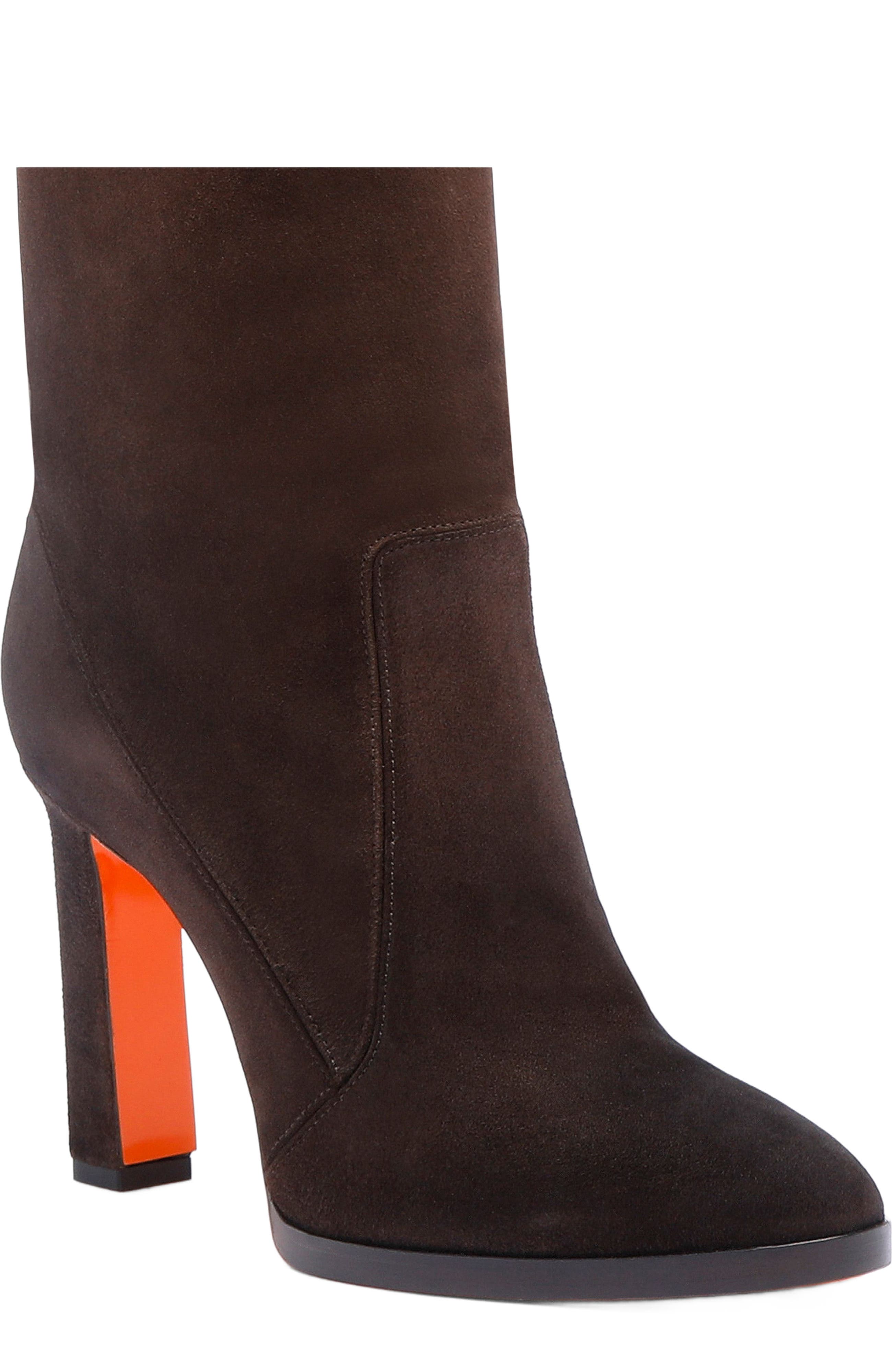 Santoni Women's suede high-heel boot, Alternate, color, Brown