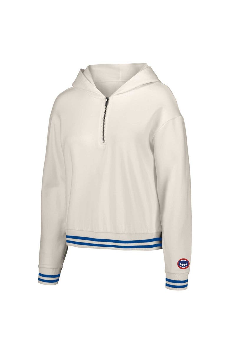 LUSSO Women's Lusso White Chicago Cubs Magnolia Tri-Blend Quarter-Zip Hoodie, Alternate, color, White