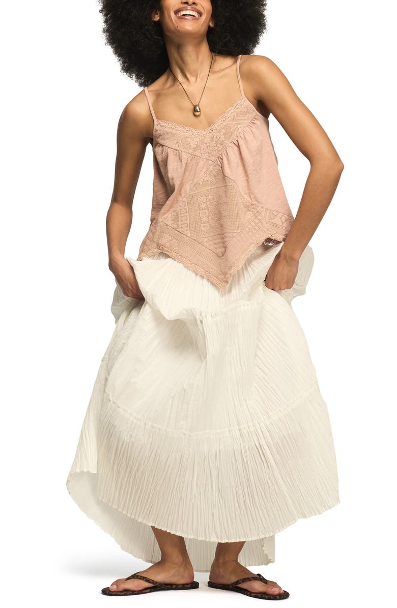 Lucky Brand Lace Trim Handkerchief Hem Camisole, Alternate, color, Mahogany Rose
