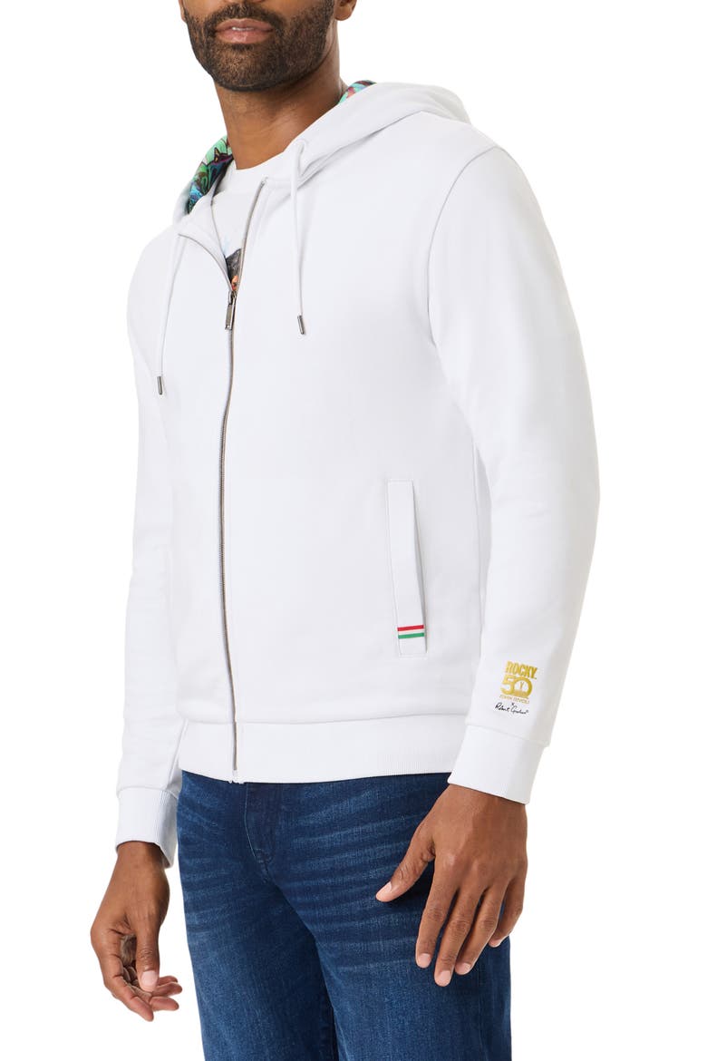 Rocky 50th Anniversary Zip-Up Hoodie, Main, color, WHITE