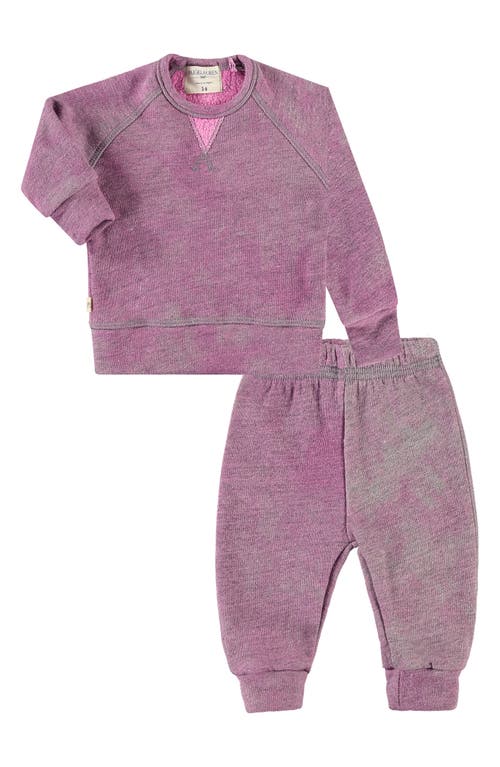 PAIGELAUREN Kids' Faux Shearling Lined Long Sleeve Top & Pants Lounge Set in Pink 