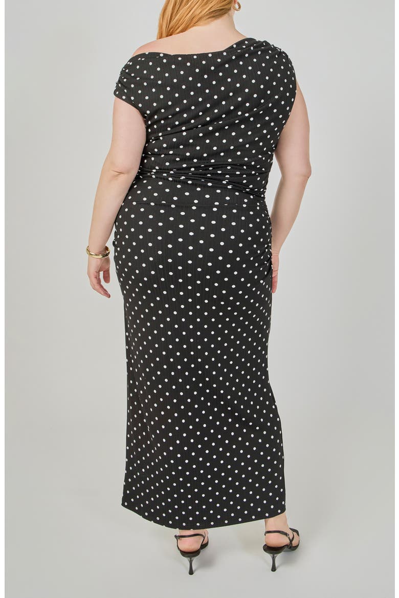 Asymmetrical Polka Dot Midi Dress, Alternate, color, BLACK/ WHITE DOT