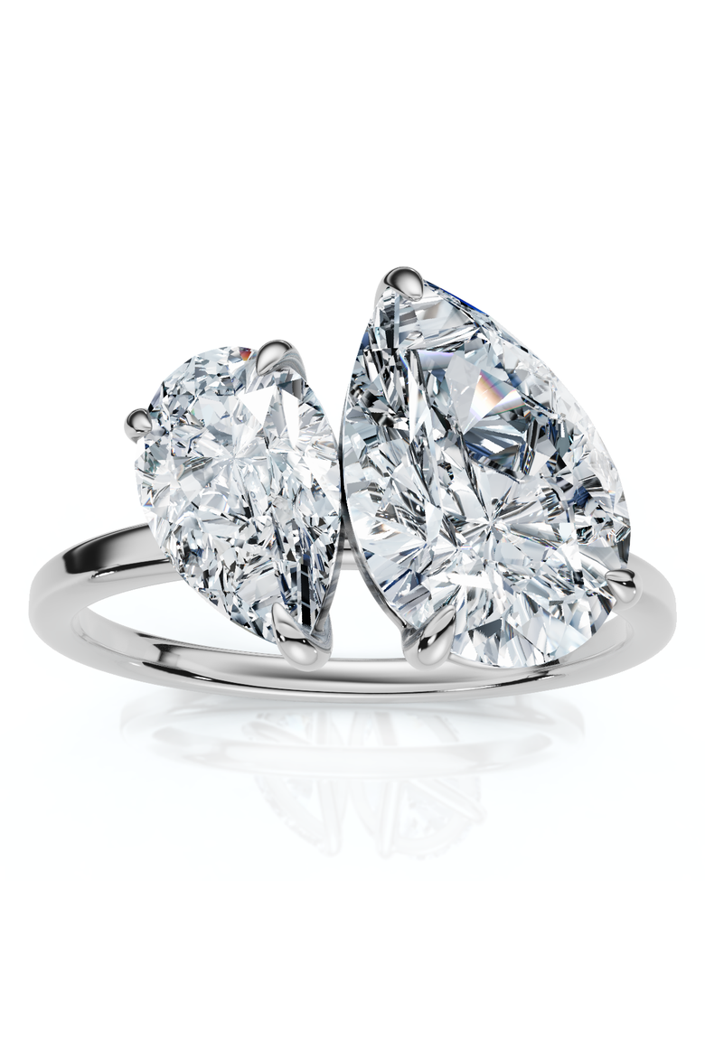 3Ct Toi Et Moi Pear Shape Diamond Ring 14k Gold Lab Grown, Main, color, 14k White Gold