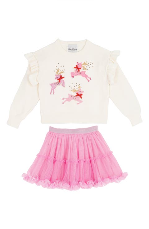 Kids' Appliqué Sweater & Tutu Skirt Set (Toddler & Little Kid)