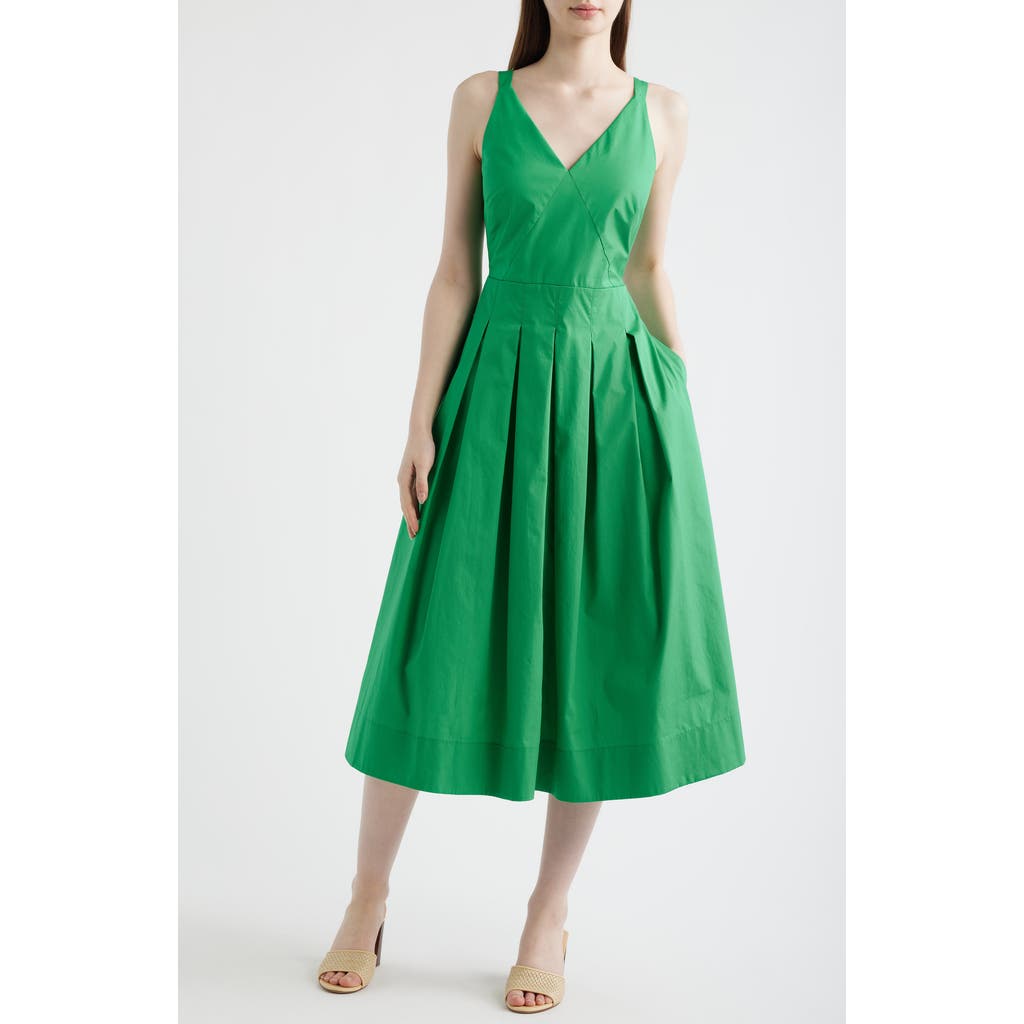 Eliza J Pleated Cotton Dress in Apple Green at Nordstrom, Size 2