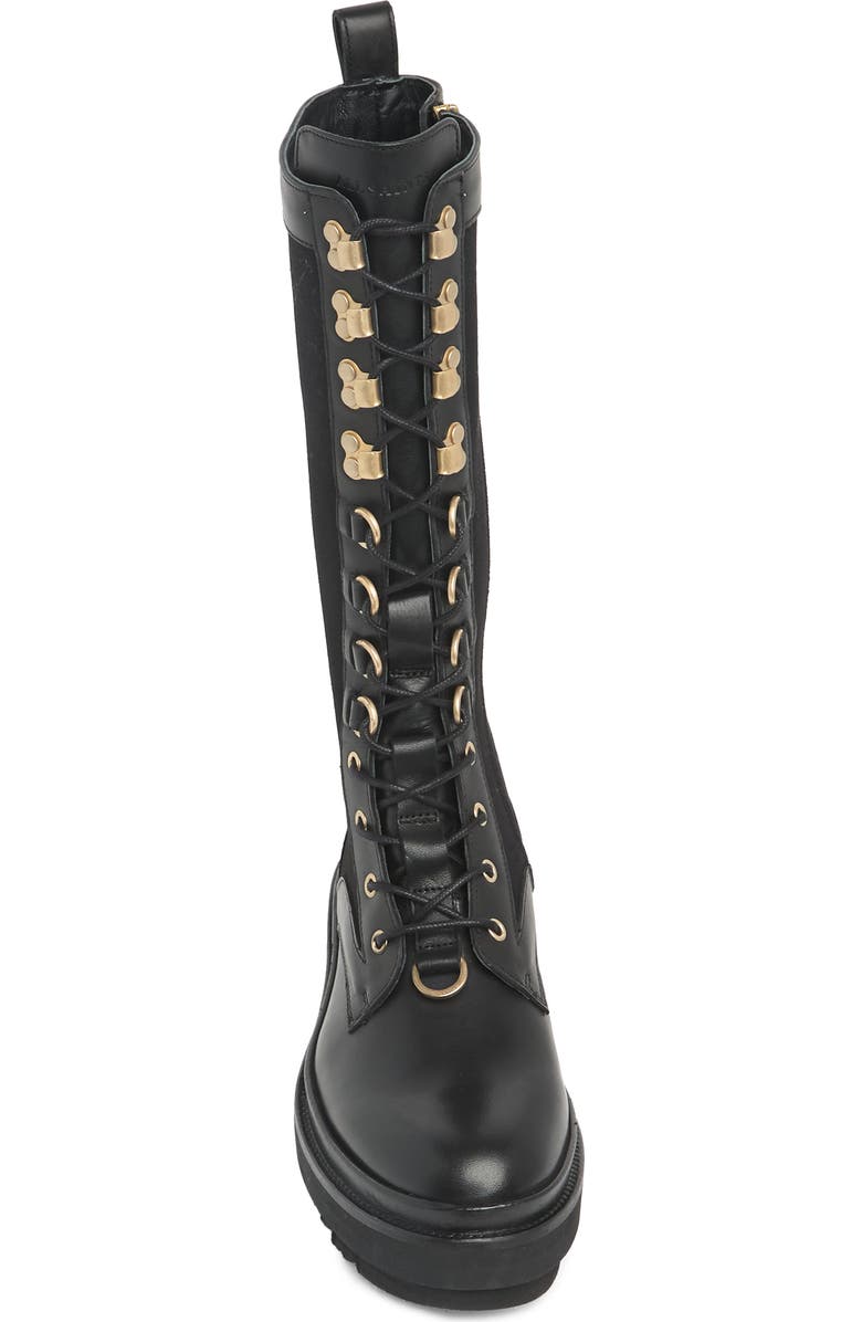 AllSaints Beth Leather & Canvas Tall Platform Boot, Alternate, color,