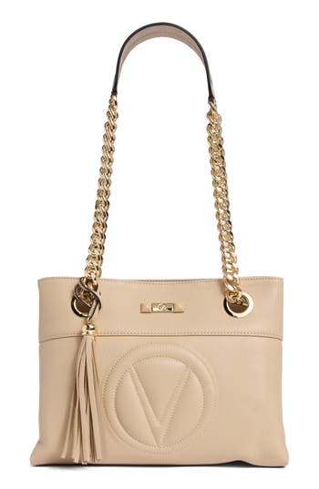 Valentino By Mario Valentino Kalo Signature Leather Tote Bag In White