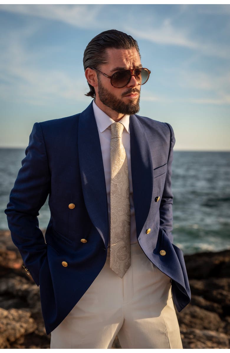 Elizabetta Montecarlo - Extra Long Silk Jacquard Tie for Men, Alternate, color, Champagne