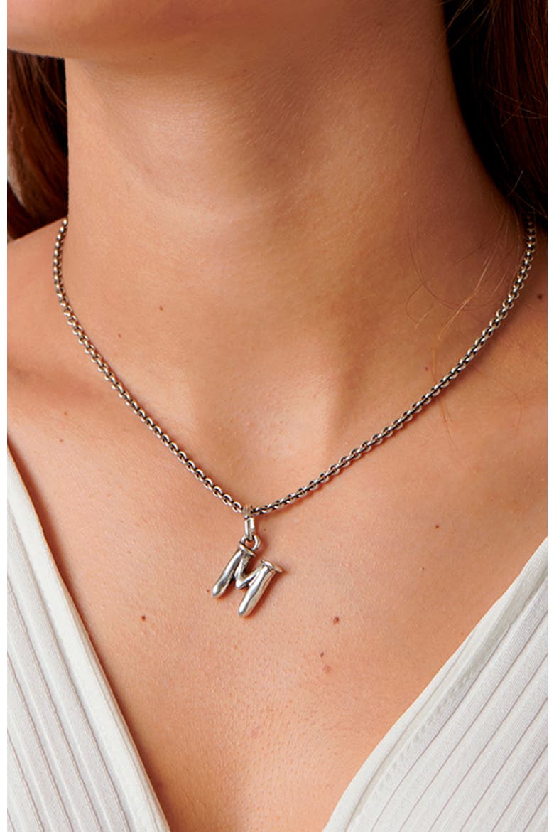 Sterling Silver-Plated Letter M Charm, Alternate, color, Silver