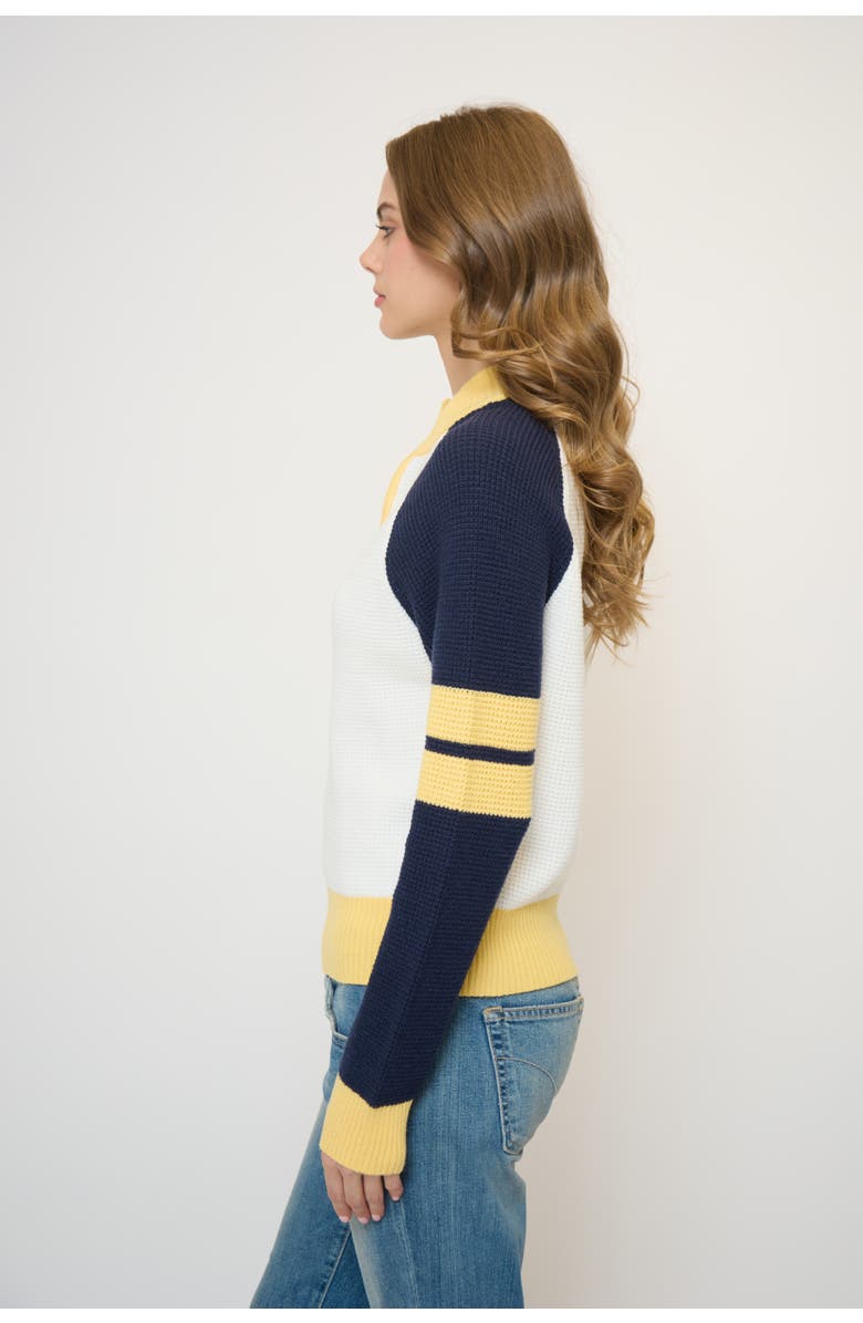 Central Park West Maisie Bright Melange 3/4 Zip Up, Alternate, color, White Multi