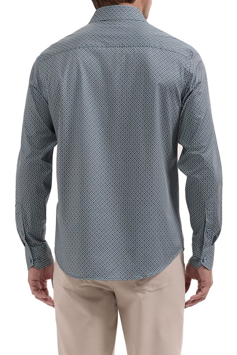 James OoohCotton® Geo Print Button-Up Shirt, Alternate, color, PEACOCK