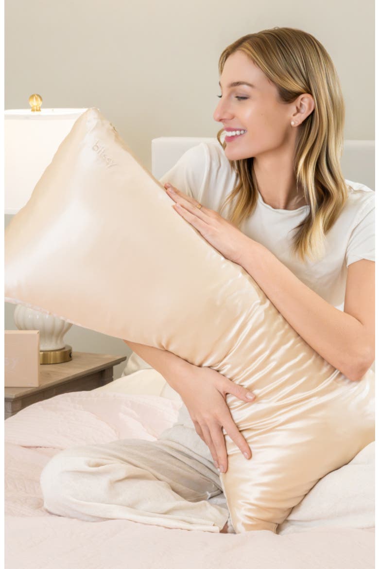 Crescent Silk Pillowcase, Alternate, color, CHAMPAGNE